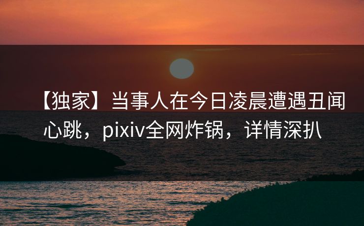 【独家】当事人在今日凌晨遭遇丑闻心跳,pixiv全网炸锅,详情深扒 【独家】当事人在今日凌晨遭遇丑闻心跳,pixiv全网炸锅,详情深扒
